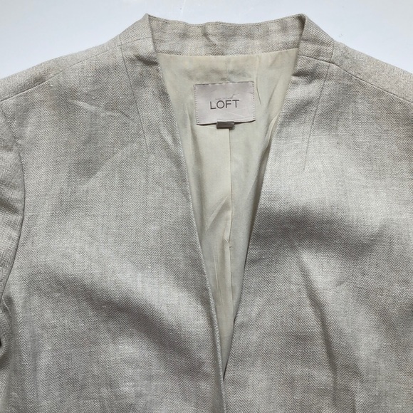 Anne Taylor LOFT Linen Collarless Jacket - Picture 3 of 14
